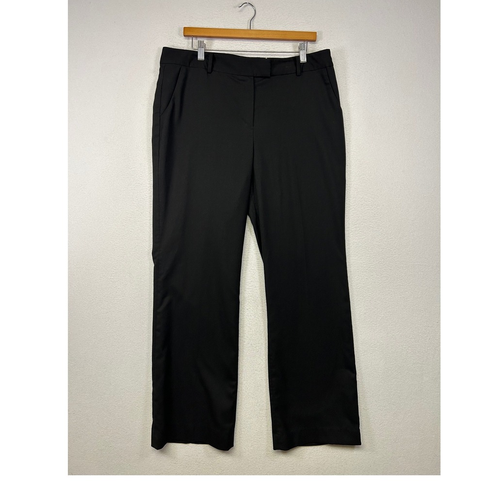 Professional Anne Klein‎ Womens 12 Black Straight Leg Career Dress Pants Stretch